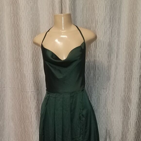 Satin Formal Dress Sexy V Neck Backless Maxi Cocktail Party Wedding SZ Medium - Picture 7 of 11